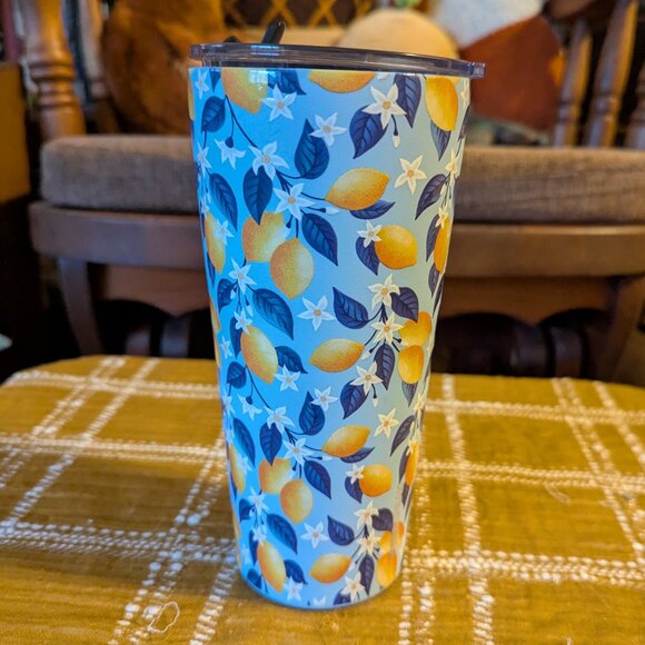 HydraPeak Lemon and Floral Blue Tumbler - Picture 2 of 6
